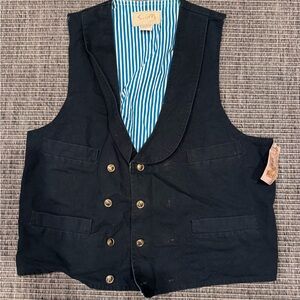 Vintage Black Scully Western Vest with Striped Interior